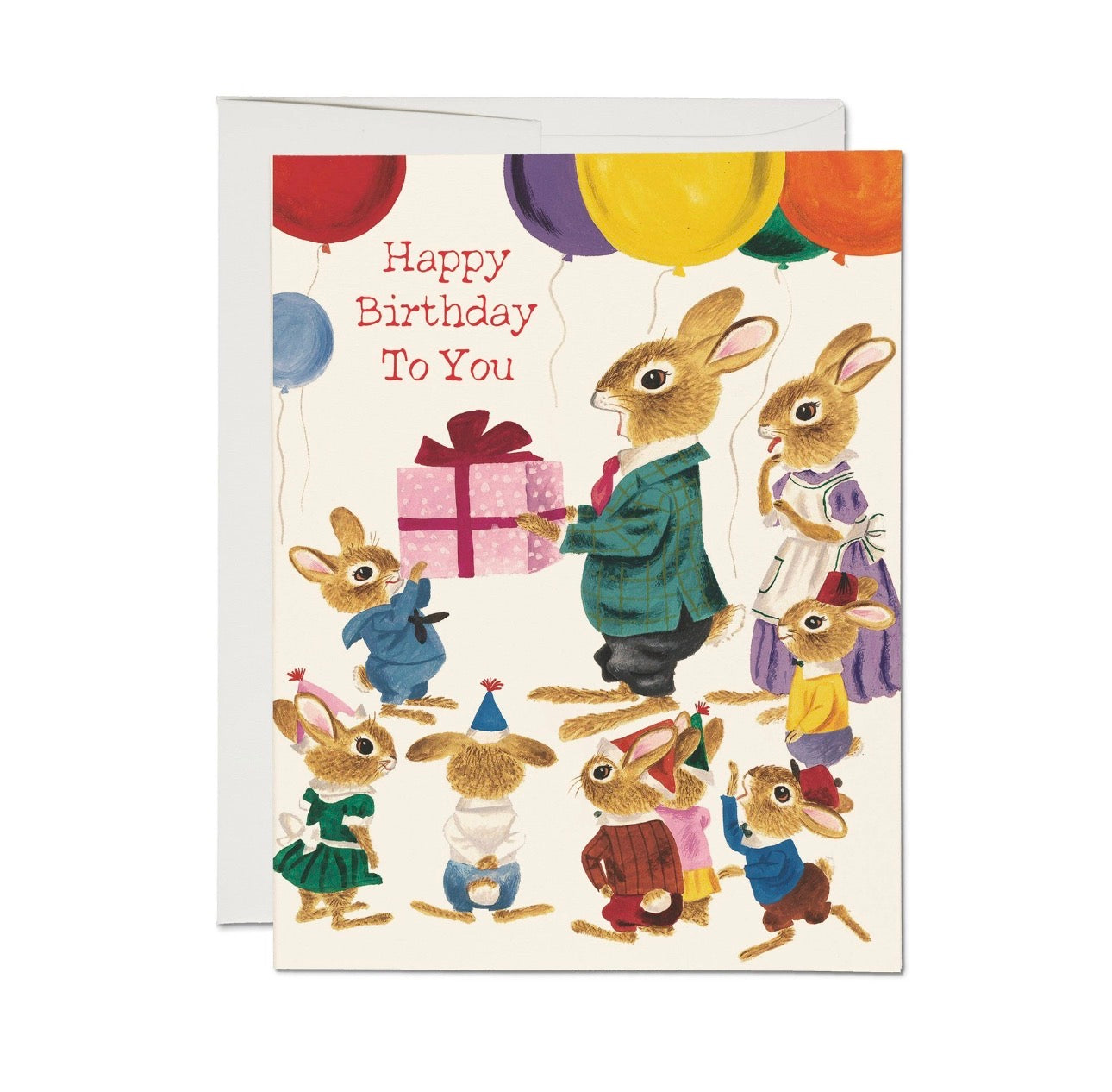 richard scarry rabbit party card - happy birthday to you