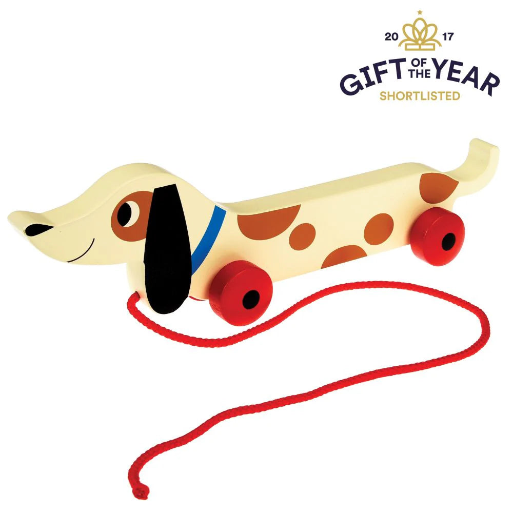 rex london wooden pull toy - charlie