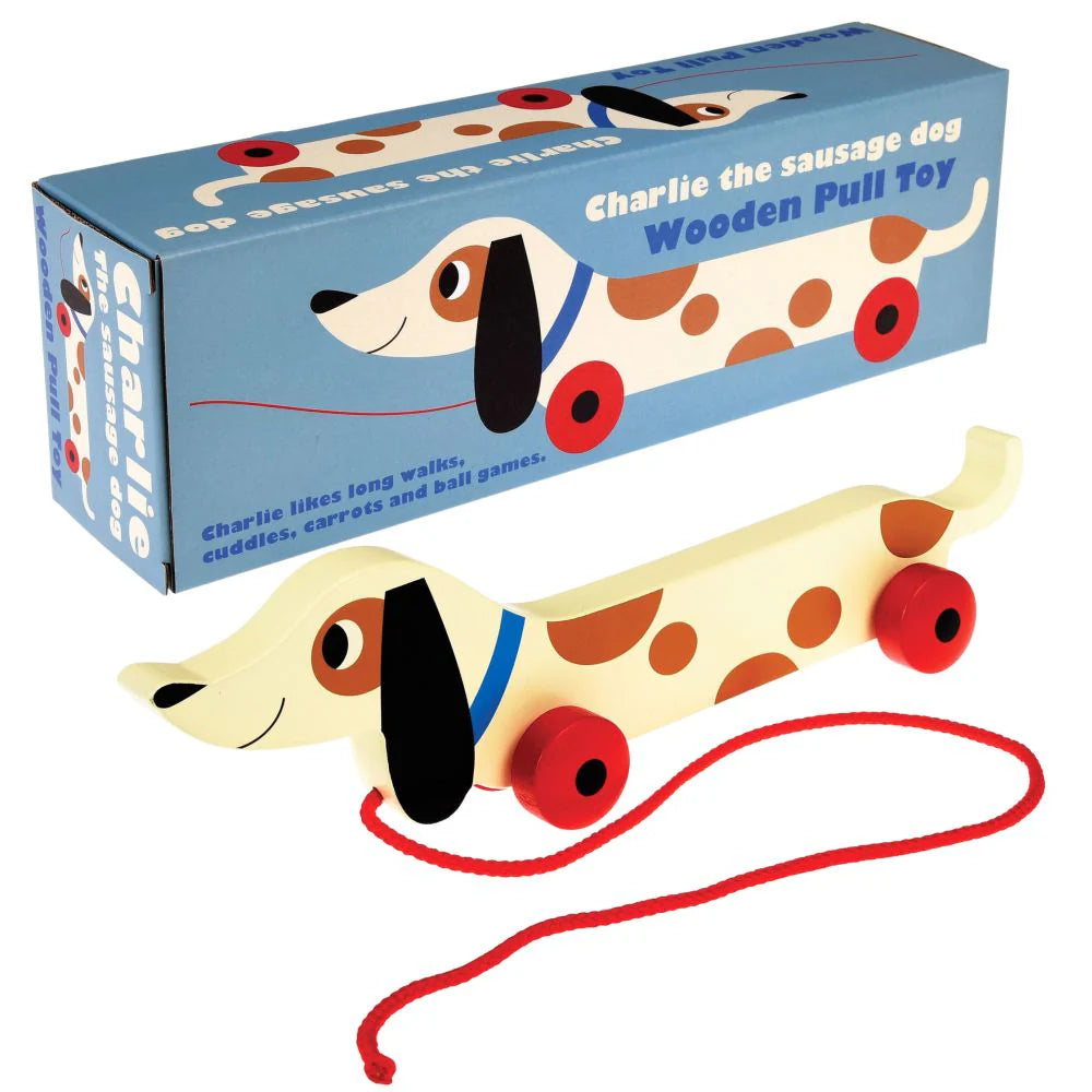 rex london wooden pull toy - charlie