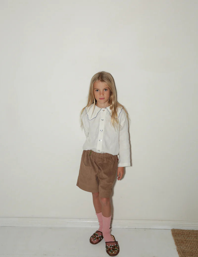 summer and storm celine blouse - natural and blue (pre order)