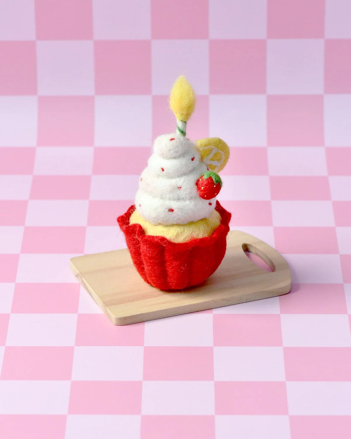 tara treasures felt giant strawberry cupcake with candle