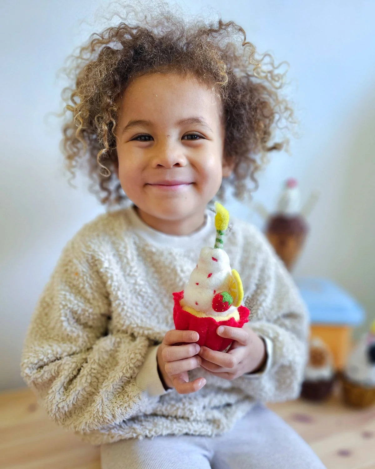 tara treasures felt giant strawberry cupcake with candle