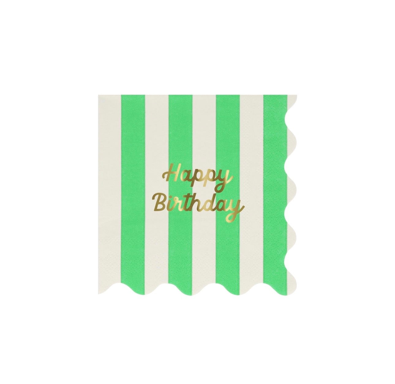meri meri stripe happy birthday napkins (pack of 16 in 8 colours)