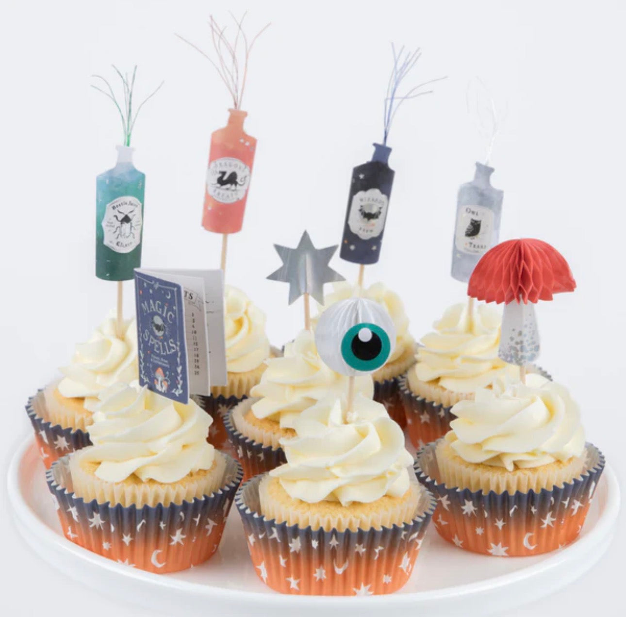 meri meri magic cupcake kit (pack of 24 toppers in 4 designs)