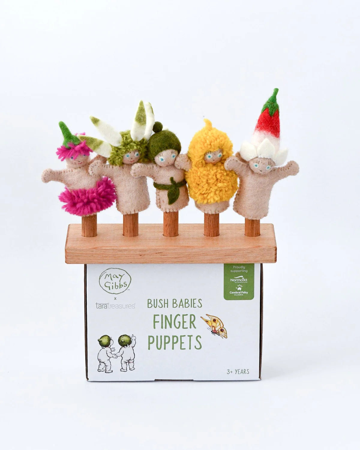 tara treasures x may gibbs finger puppet set - bush babies