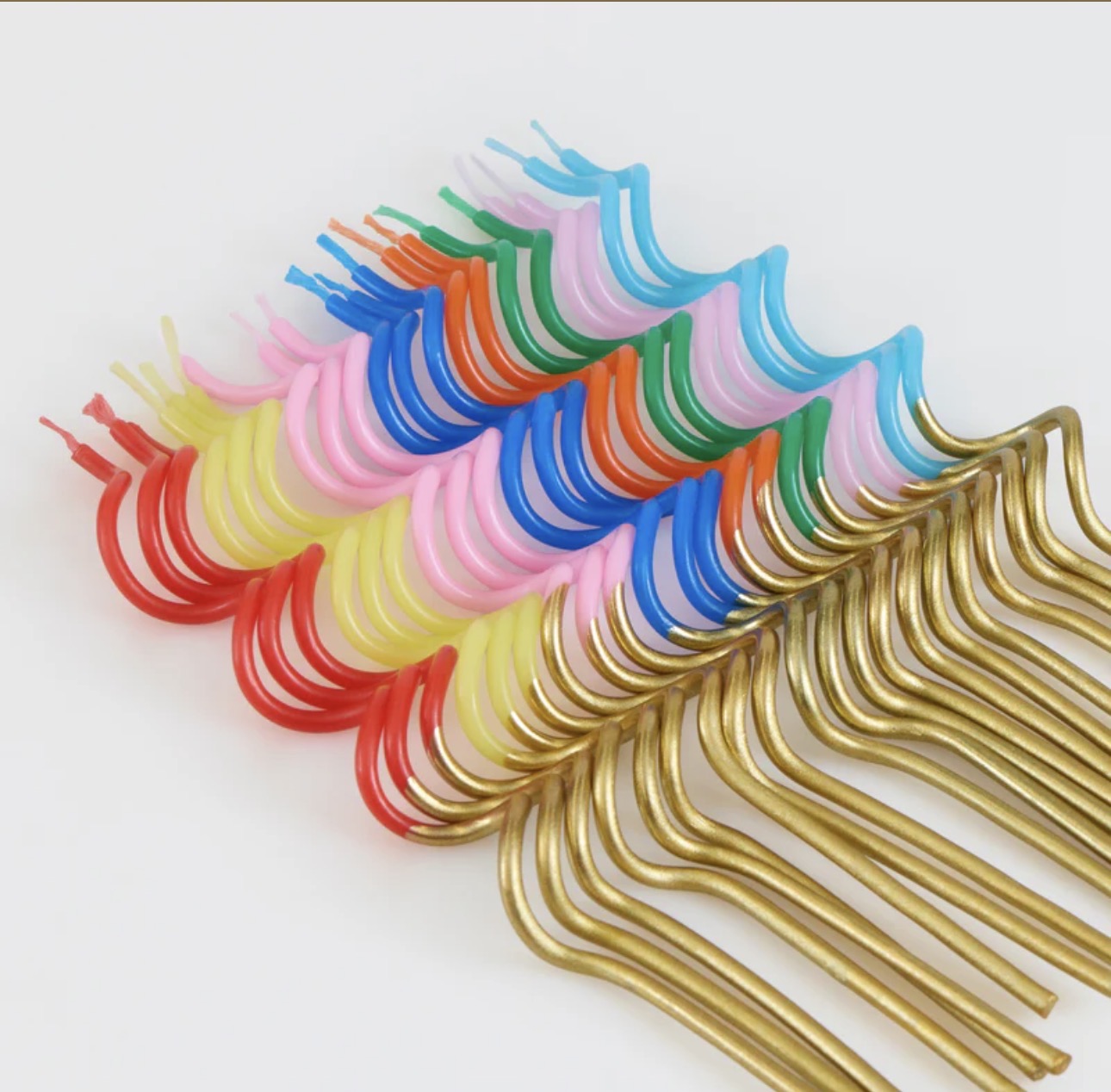 meri meri gold dipped swirly candles (pack of 20 in 8 colours)