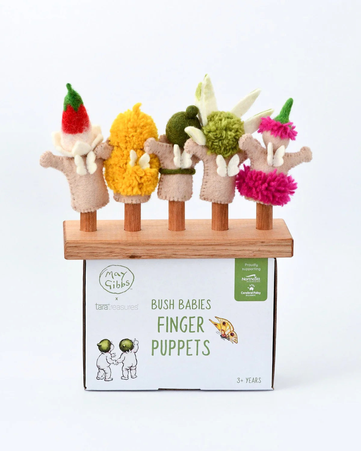 tara treasures x may gibbs finger puppet set - bush babies