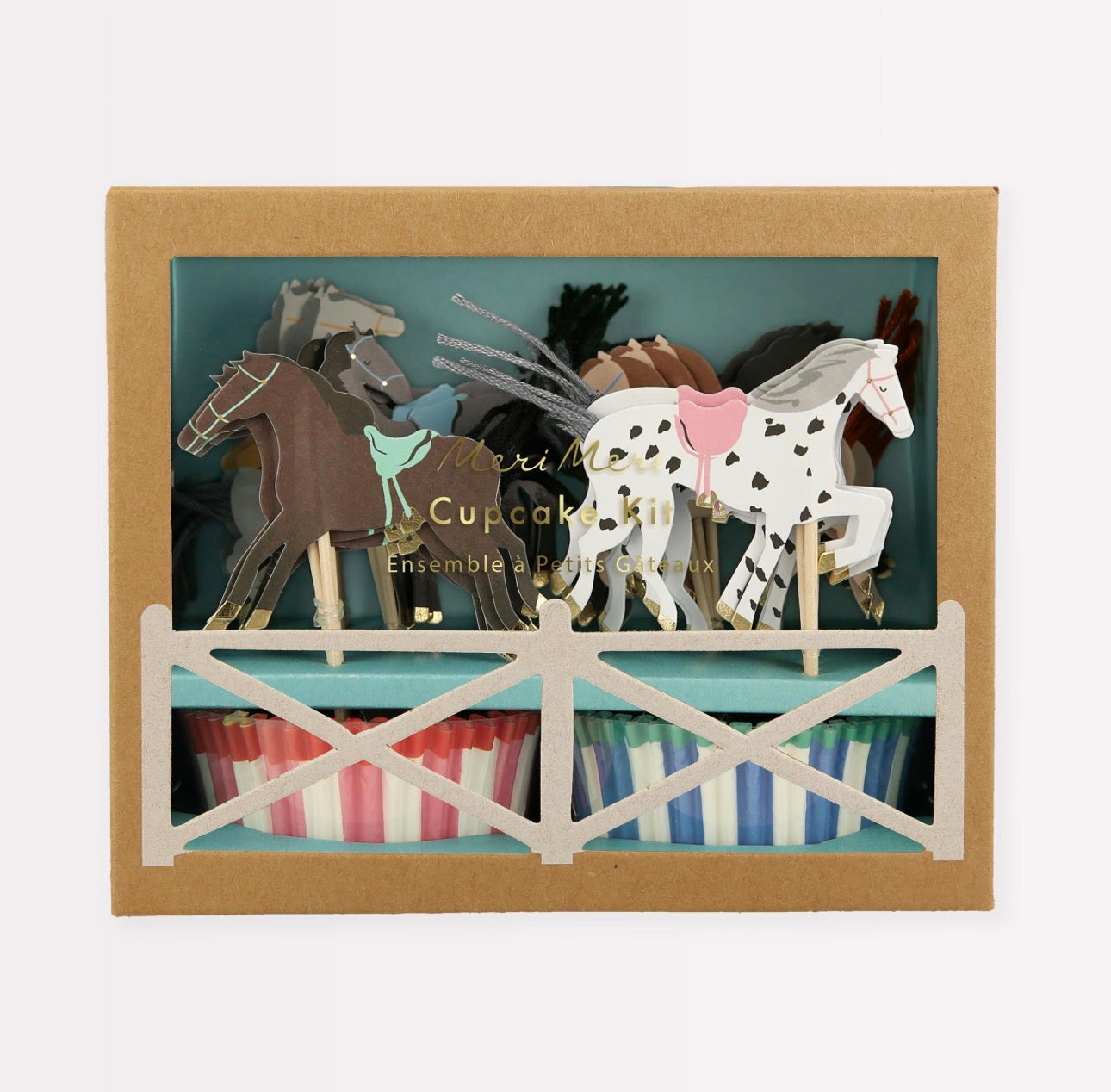 meri meri horse cupcake kit (pack of 24 toppers in 6 designs)