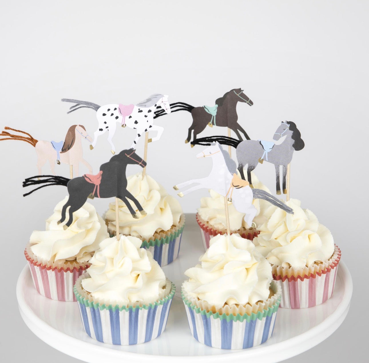 meri meri horse cupcake kit (pack of 24 toppers in 6 designs)