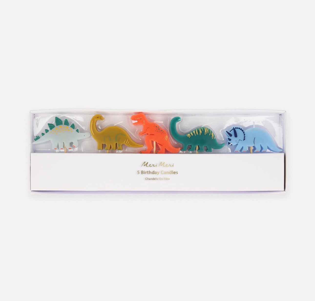 meri meri dinosaur candles (pack of 5 in 5 designs)