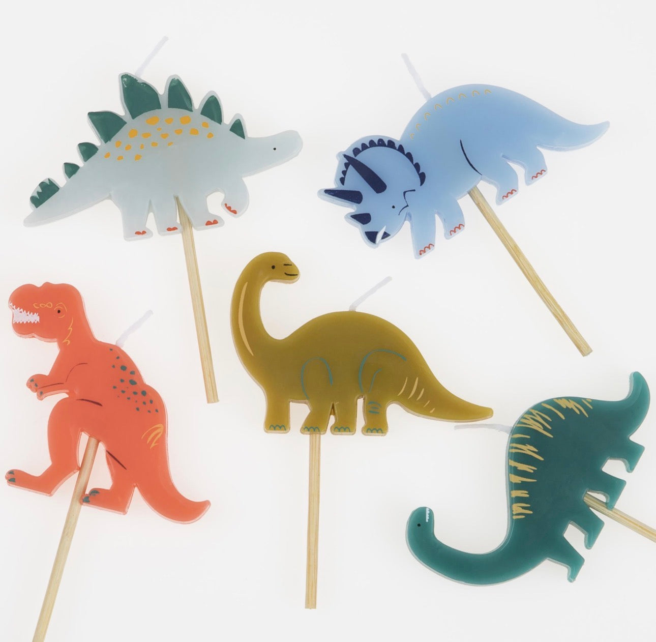 meri meri dinosaur candles (pack of 5 in 5 designs)
