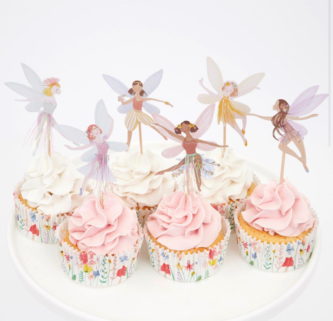 meri meri fairy cupcake kit (pack of 24 toppers in 6 designs)