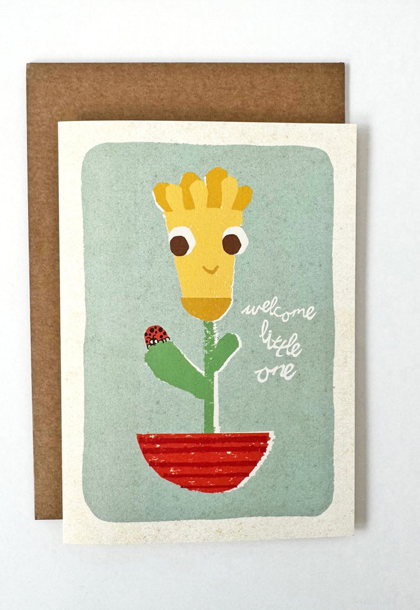 florence fry welcome little one card - daffodil