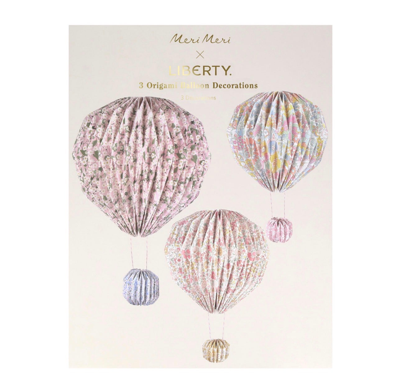 meri meri x liberty origami balloon decorations (pack of 3 in 2 sizes)