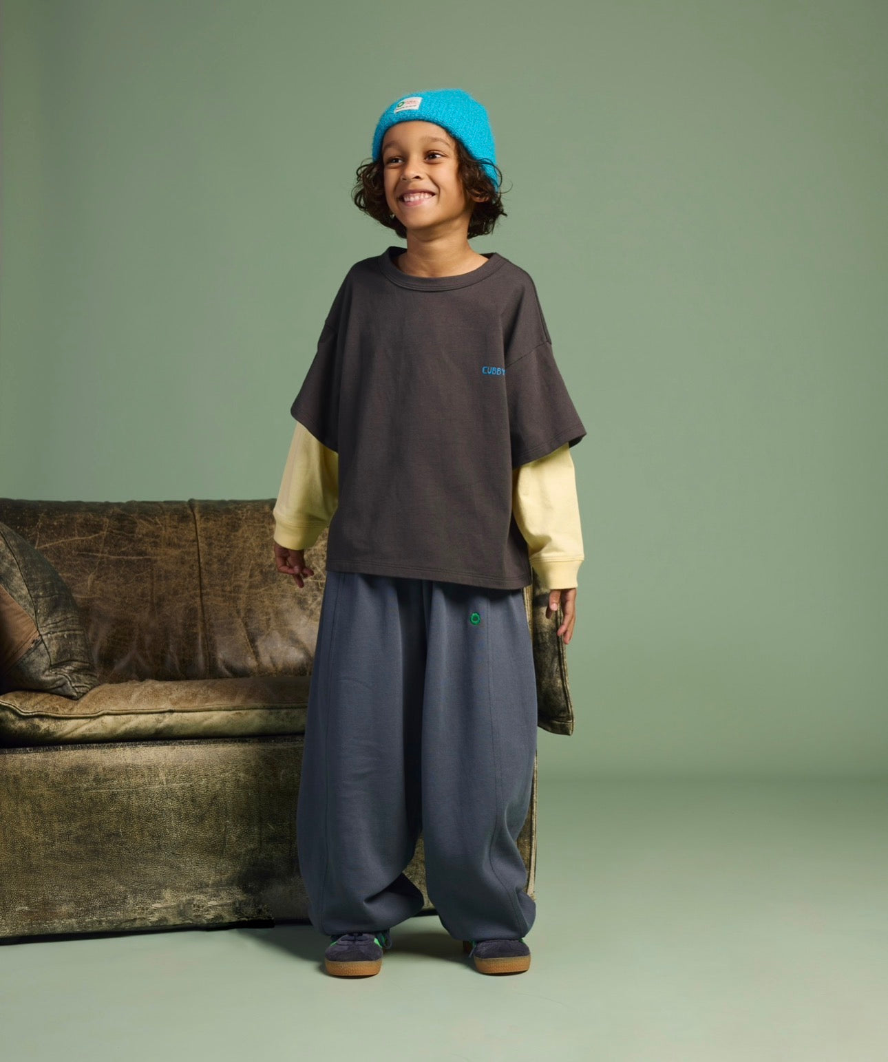 cubby dusty layered top - coal / butter
