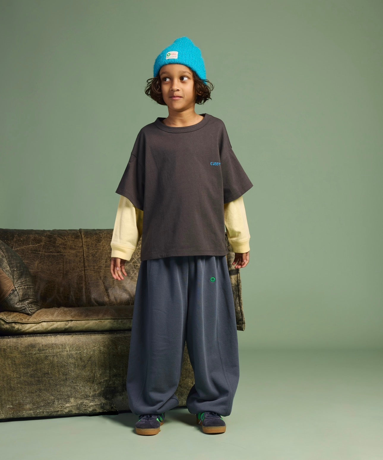 cubby dusty layered top - coal / butter