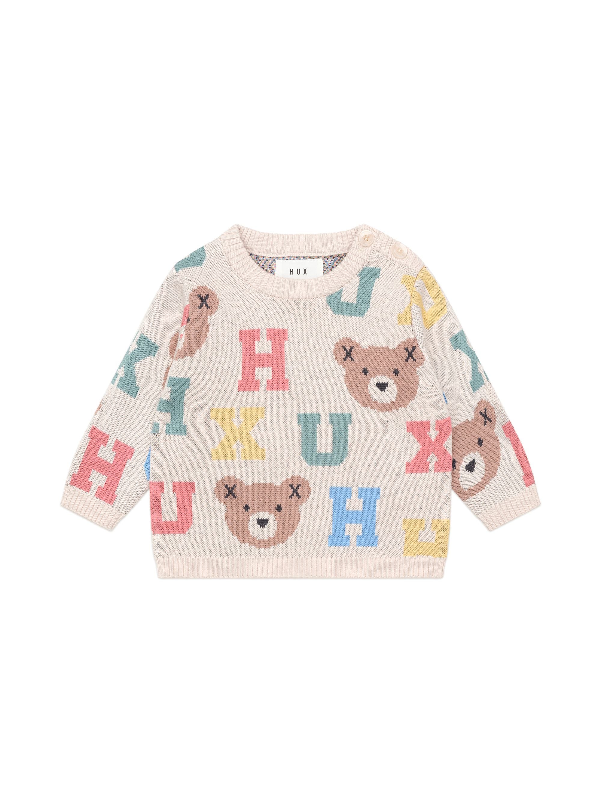 huxbaby hux alphabet knit jumper