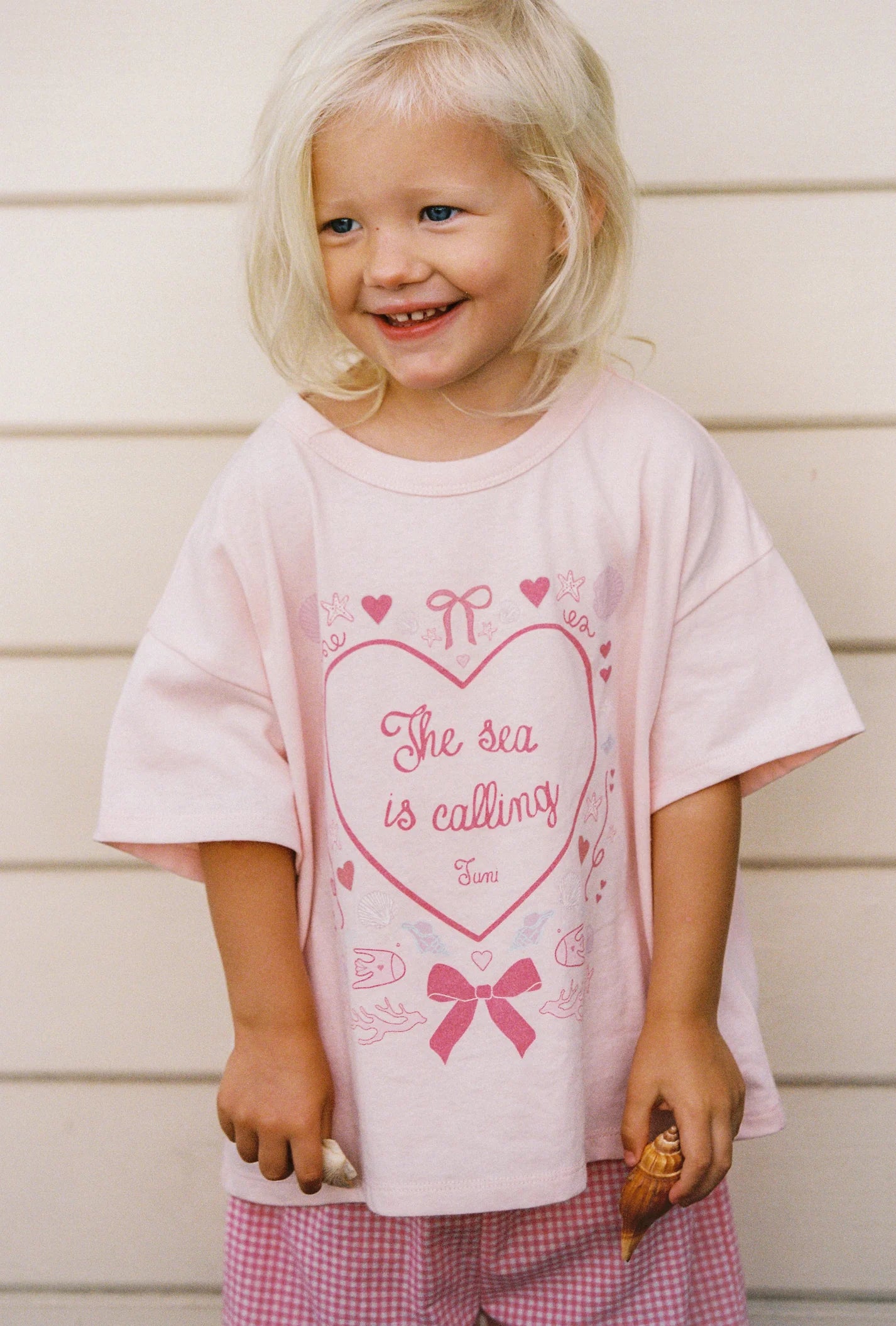 juni jnr sea is calling tee - shell pink