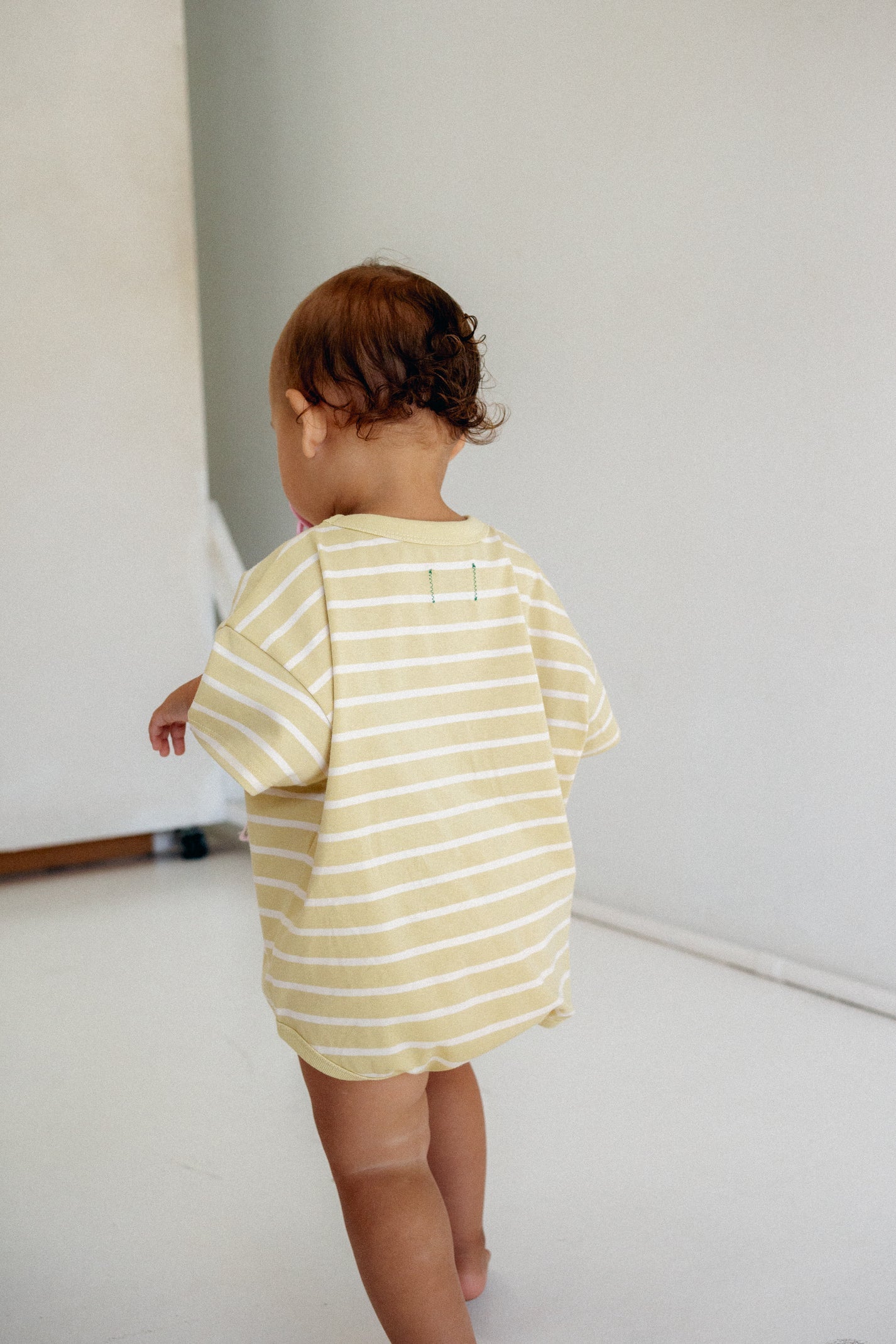 juni jnr riley t-shirt romper - butter stripe