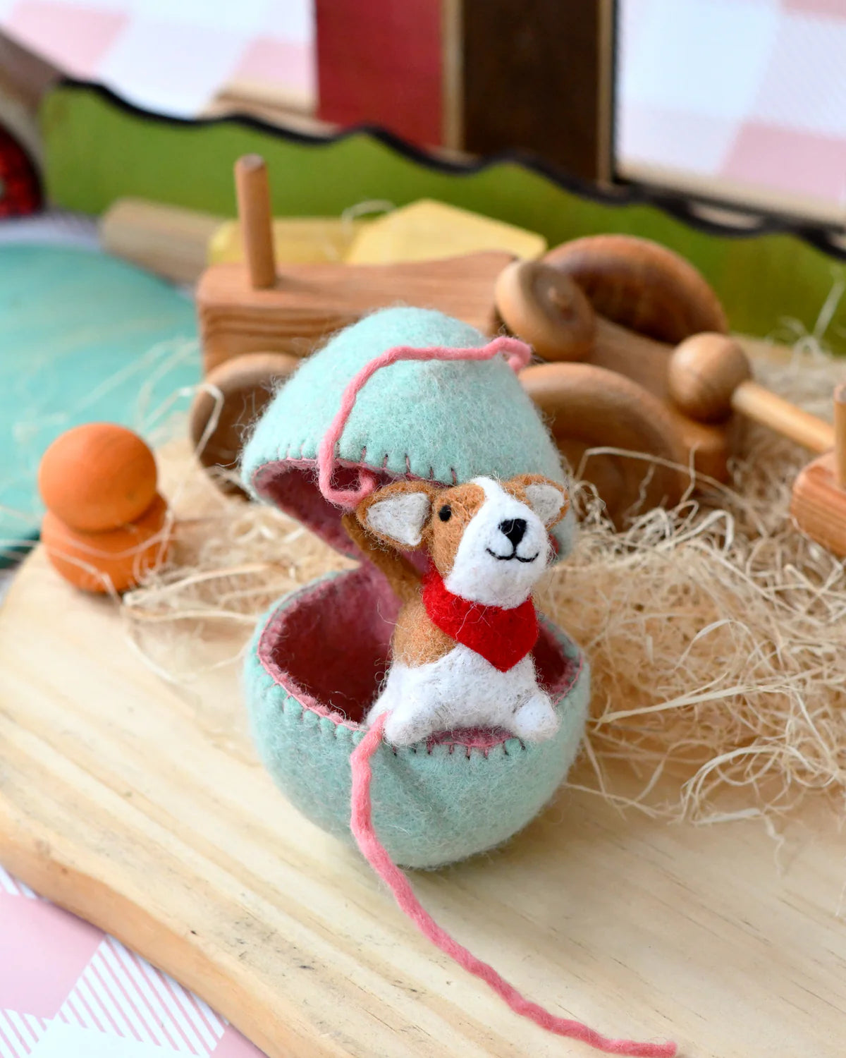 tara treasures felt surprise egg with corgi puppy inside