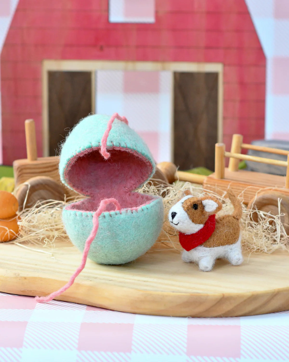 tara treasures felt surprise egg with corgi puppy inside