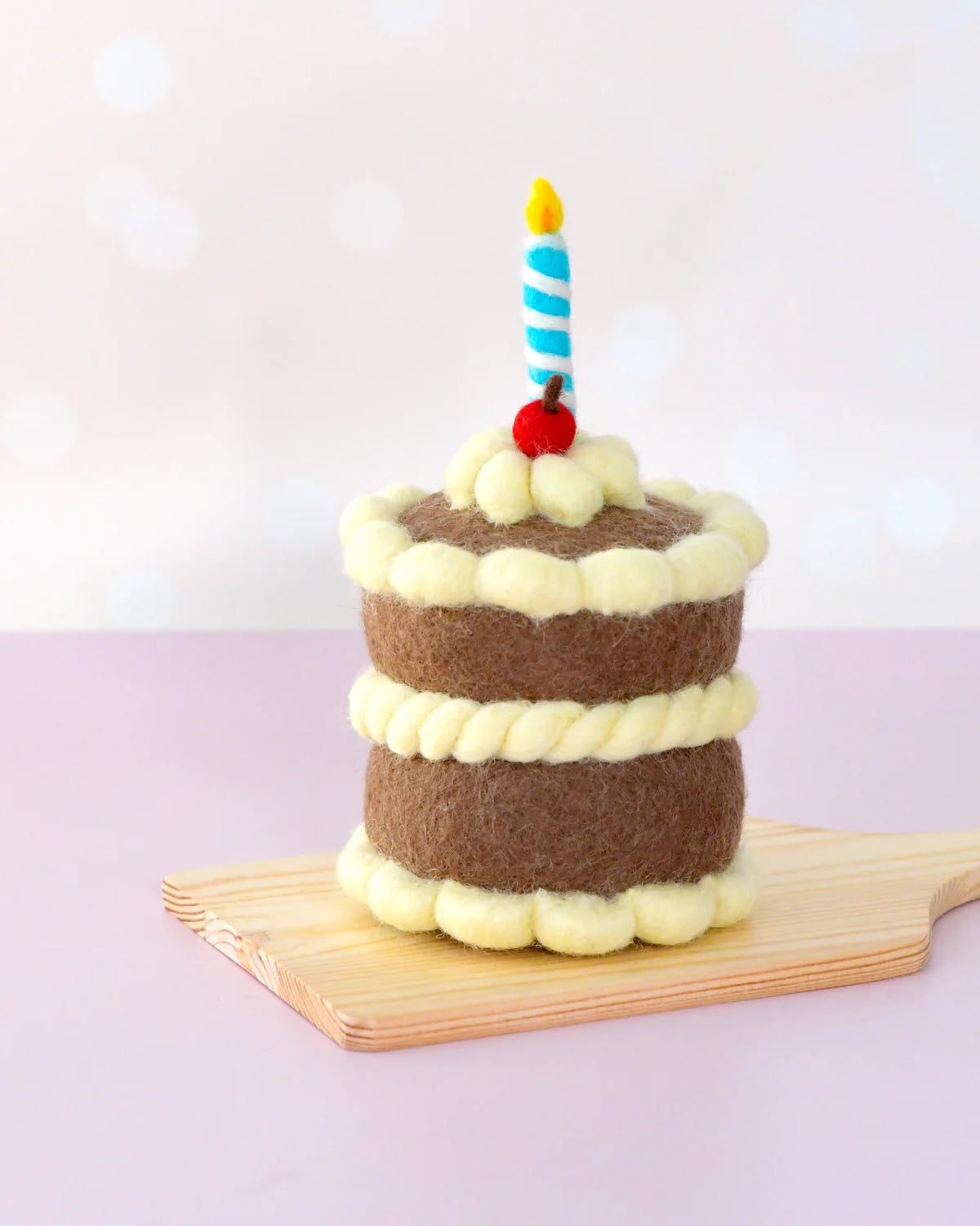 tara treasures felt chocolate shortcake birthday cake with candle