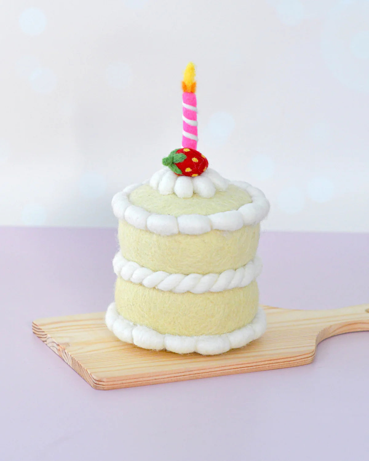 tara treasures felt strawberry shortcake birthday cake with candle