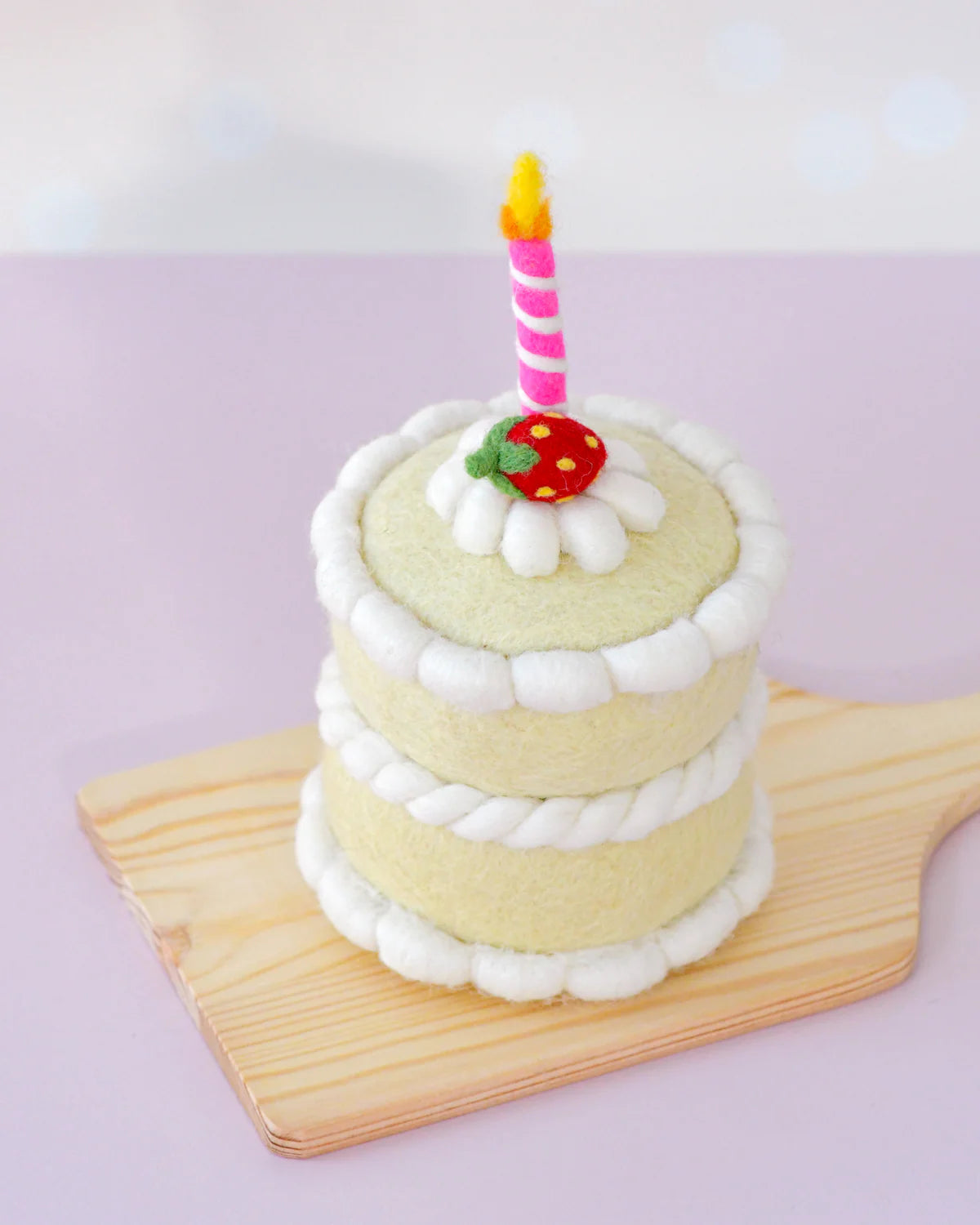 tara treasures felt strawberry shortcake birthday cake with candle