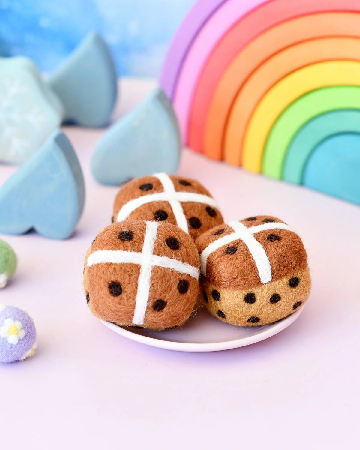 tara treasures felt hot cross buns (set of 3)