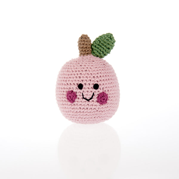 pebble child friendly apple rattle - pink