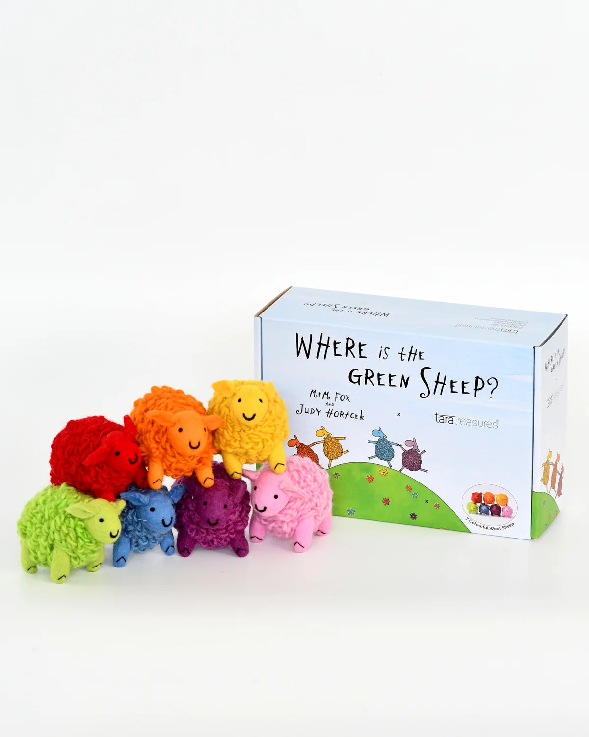 tara treasures where is the green sheep? 7 colourful sheep play set (pre order)