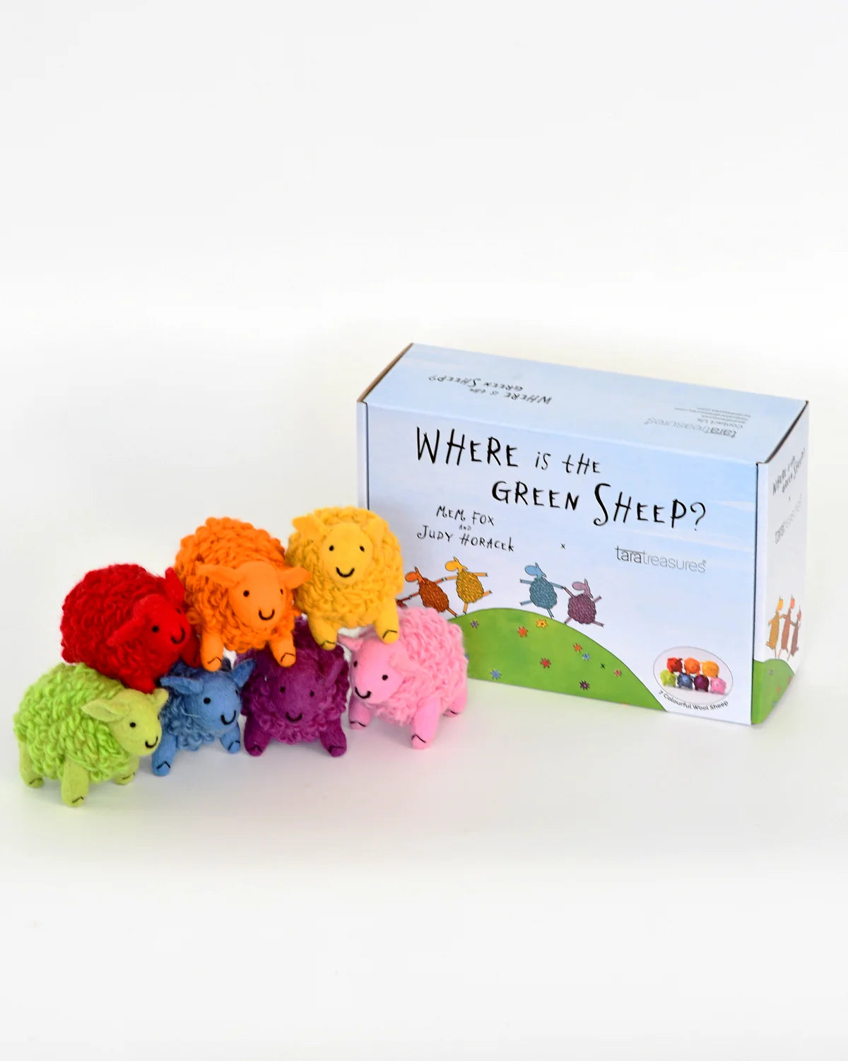 tara treasures where is the green sheep? 7 colourful sheep play set (pre order)