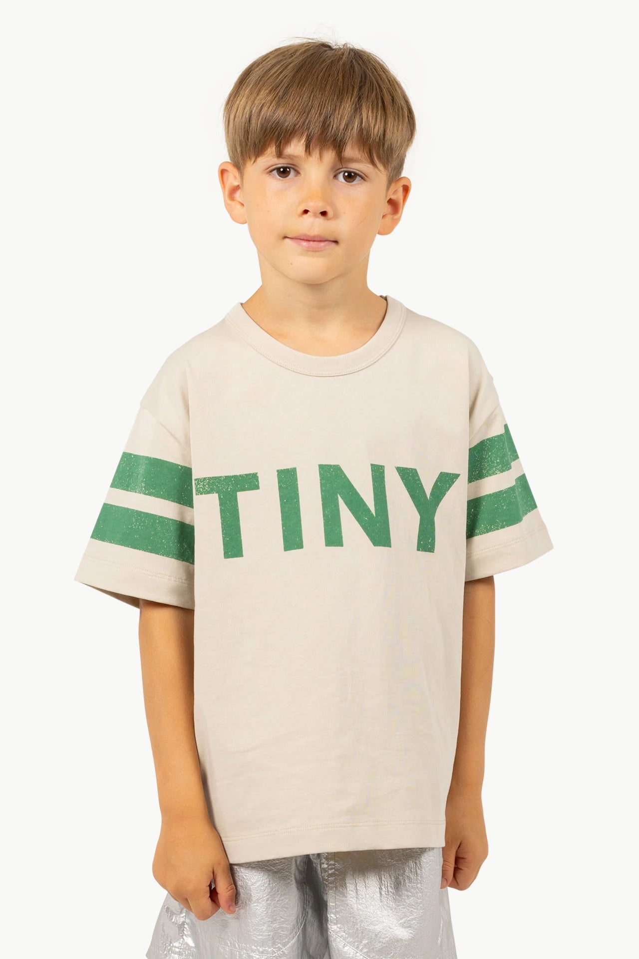 tiny cottons stripes logo tee - dark vanilla