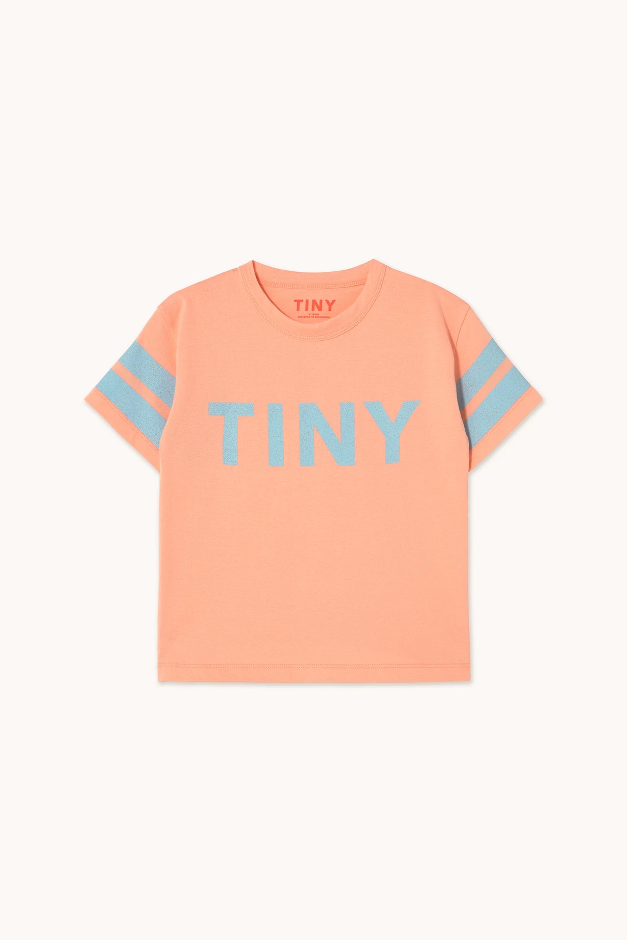 tiny cottons stripes logo tee - papaya