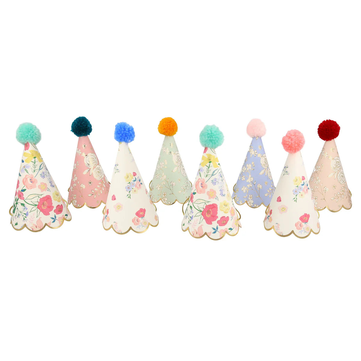 meri meri english garden party hats (8 pack)