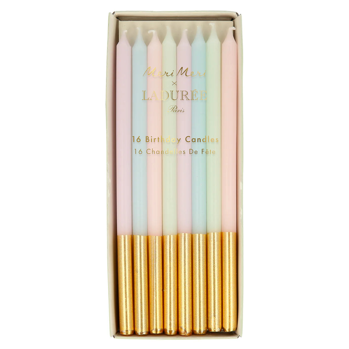 meri meri laduree paris gold dipped candles x 16