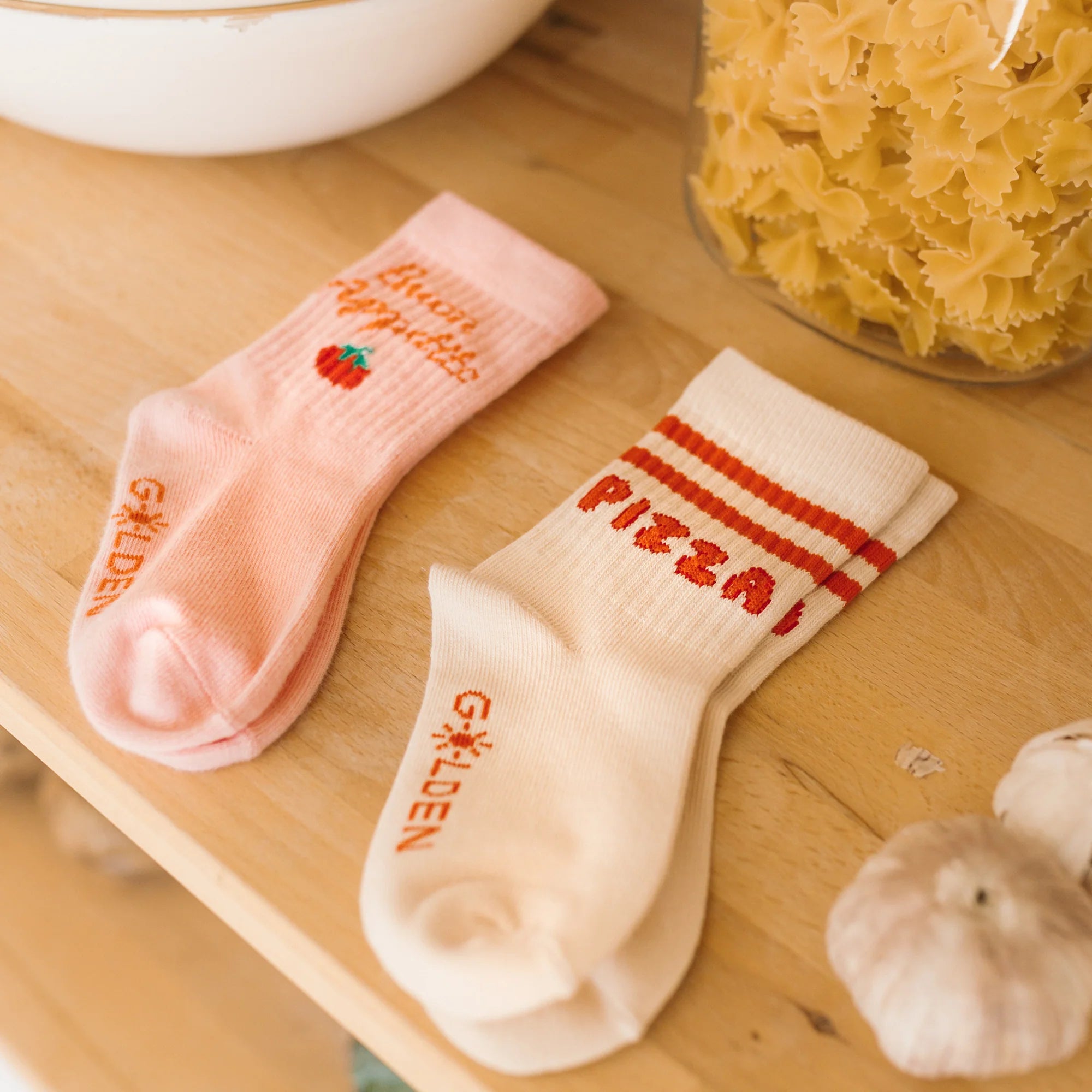 golden children buon appetito socks - pink parfait