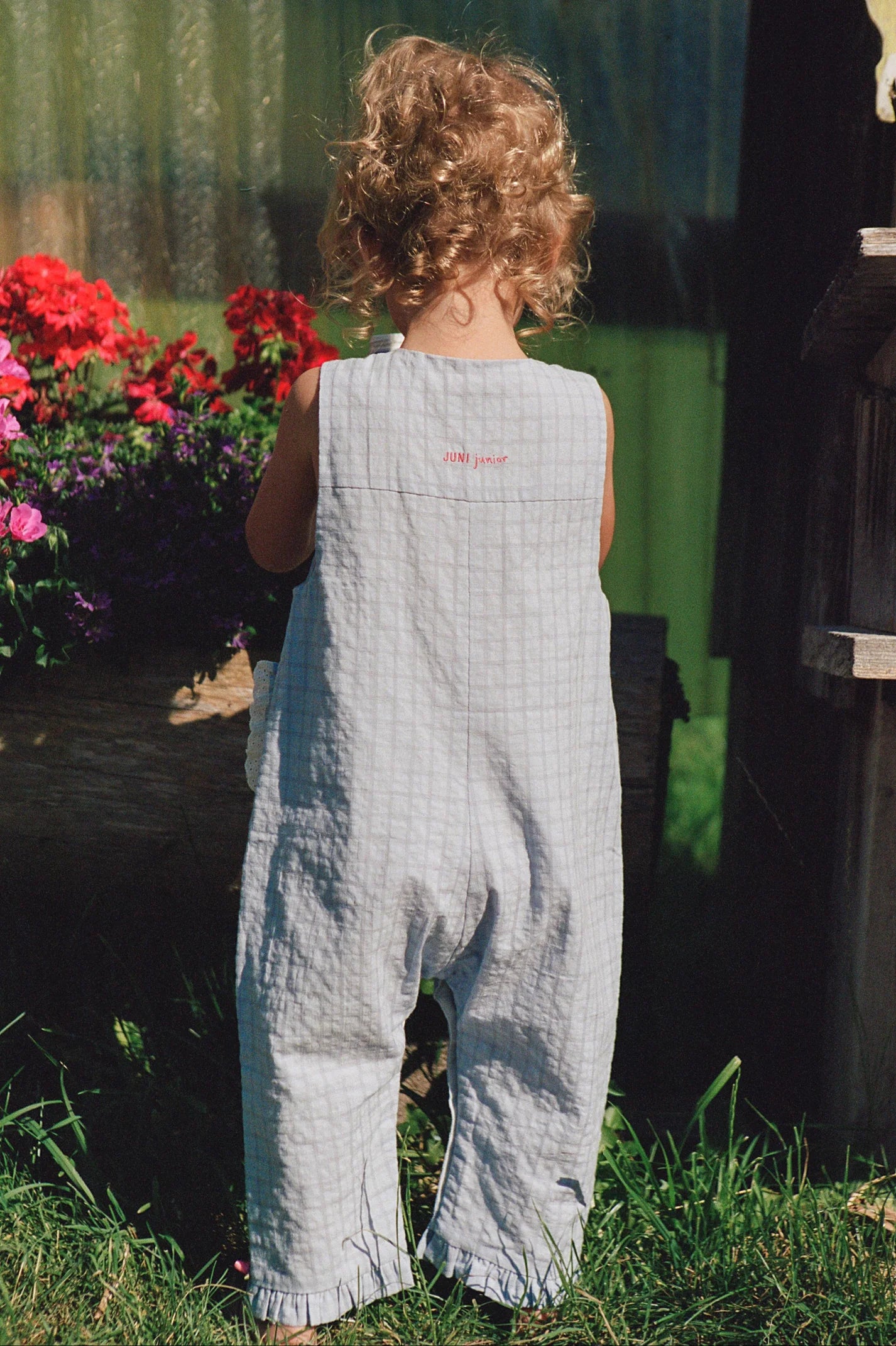 juni jnr charlotte romper - sky gingham