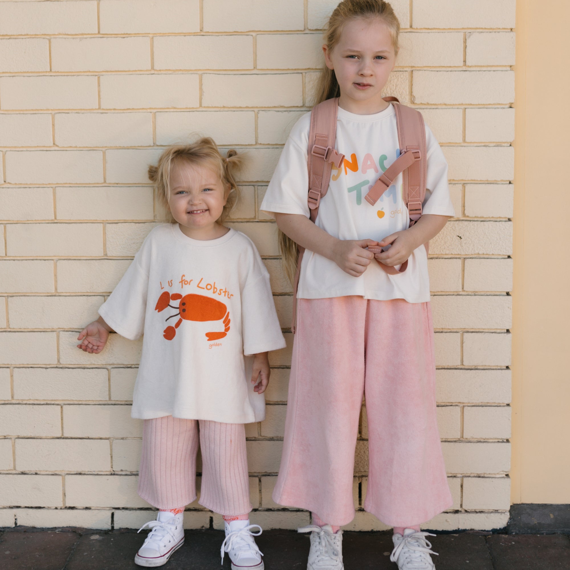 golden children mid sleeve terry lobster tee - buttercream