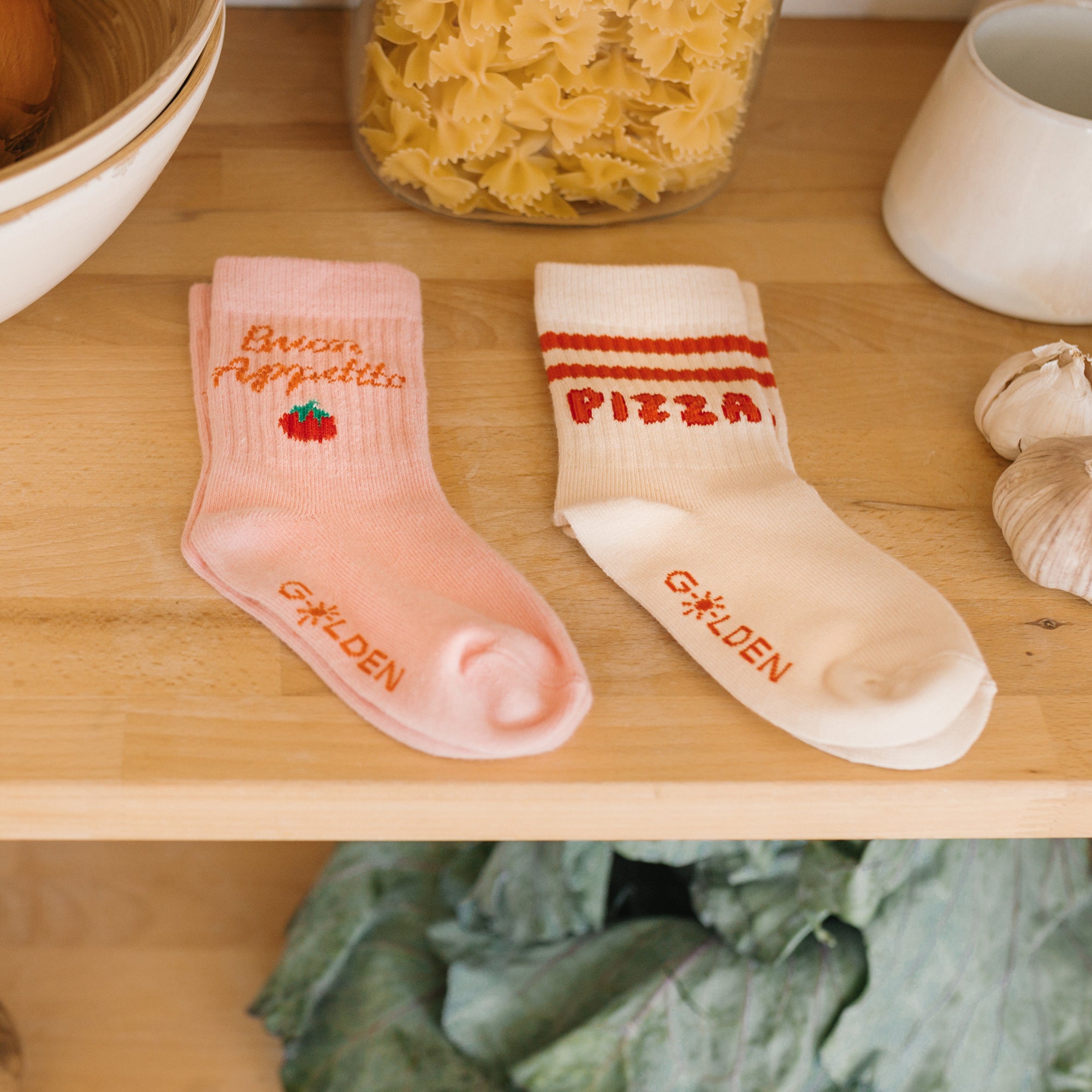 golden children buon appetito socks - pink parfait