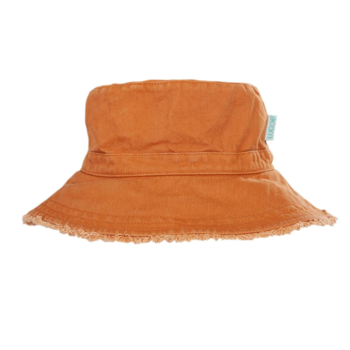 acorn kids frayed bucket hat - chestnut