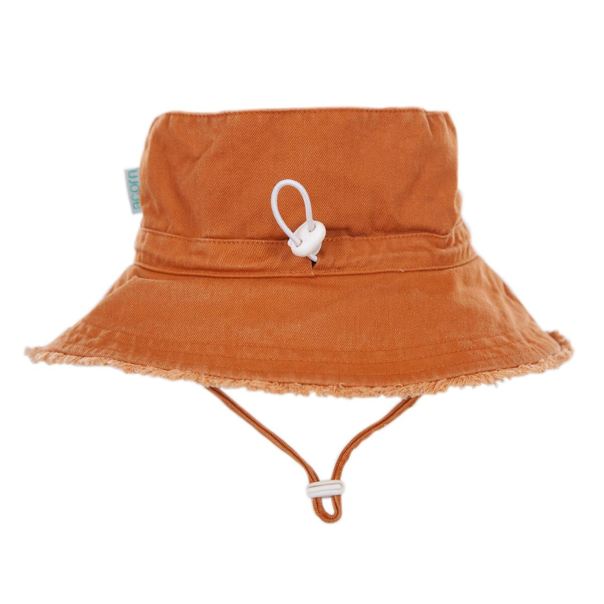 acorn kids frayed bucket hat - chestnut