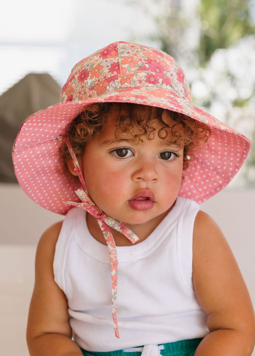 acorn kids desert flowers wide brim reversible sun hat