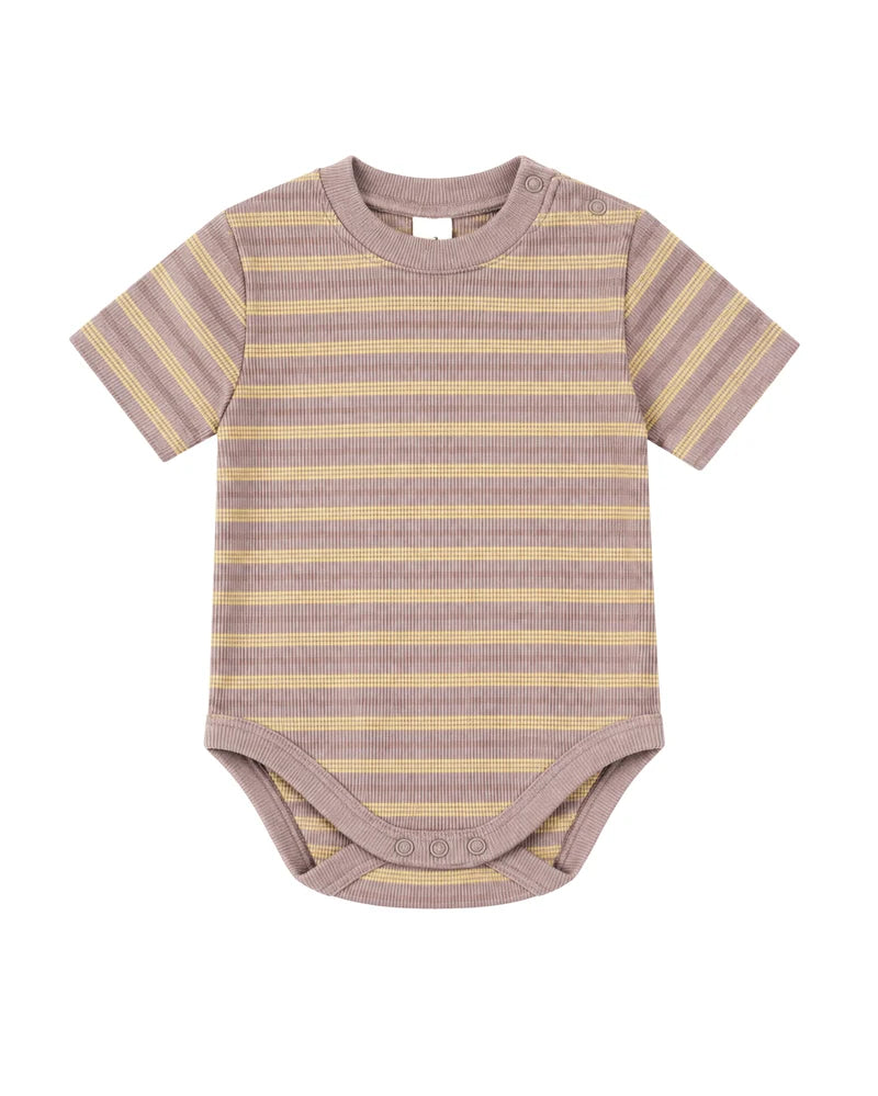 summer and storm short sleeve baby body - dusty rose stripe (pre order)