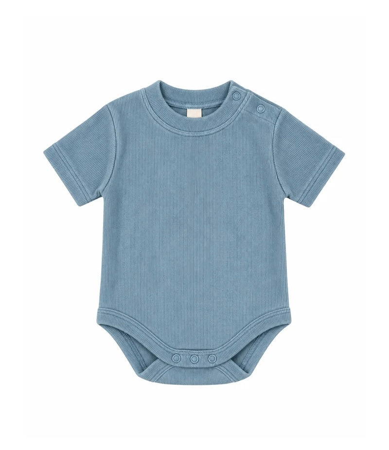 summer and storm short sleeve baby body - washed blue (pre order)
