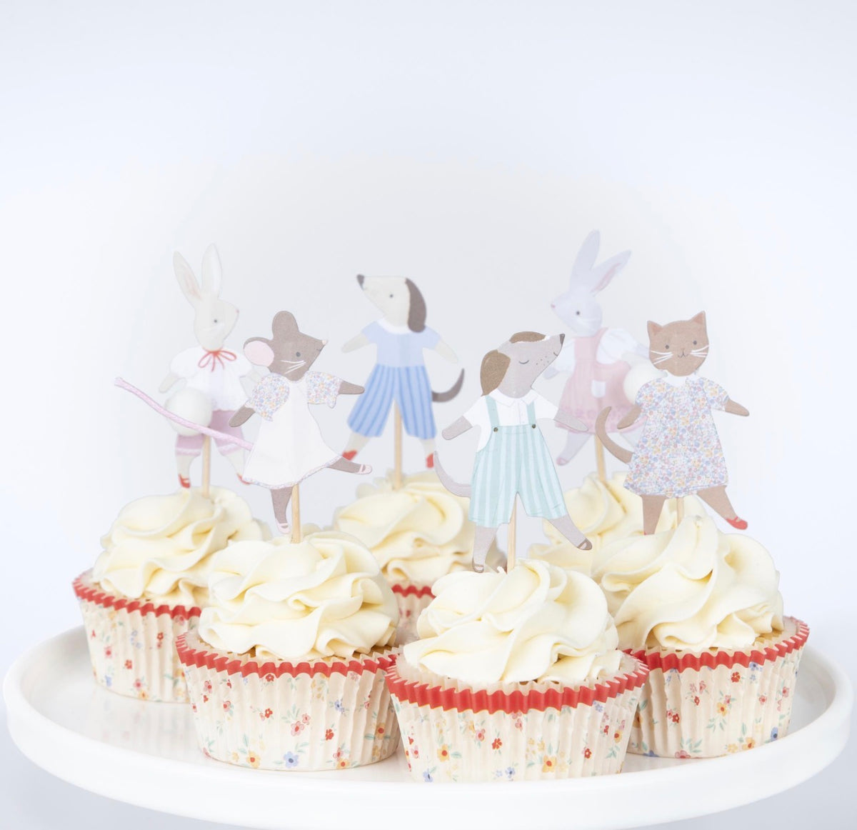 meri meri animal friends cupcake kit (pack of 24 toppers in 4 designs)