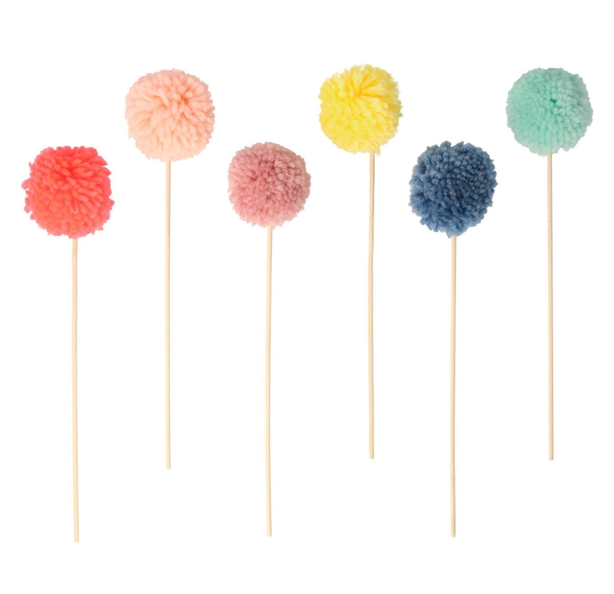 meri merimulti pompom cake toppers (pack of 6 in 6 colours)