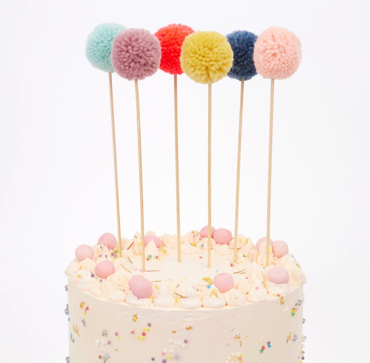 meri merimulti pompom cake toppers (pack of 6 in 6 colours)