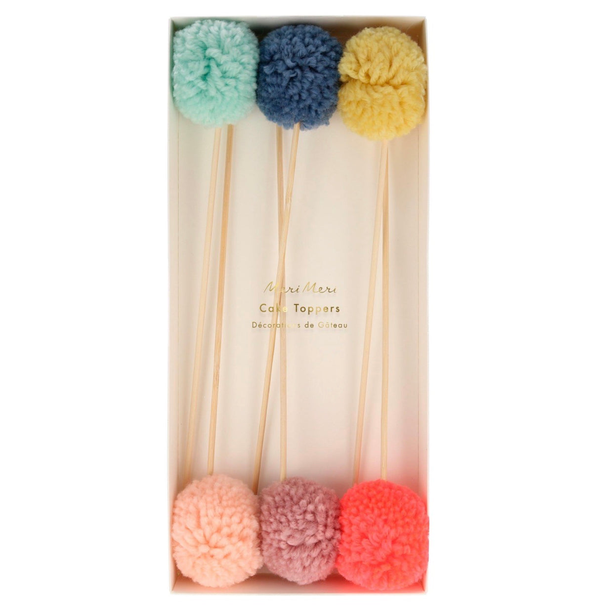 meri merimulti pompom cake toppers (pack of 6 in 6 colours)