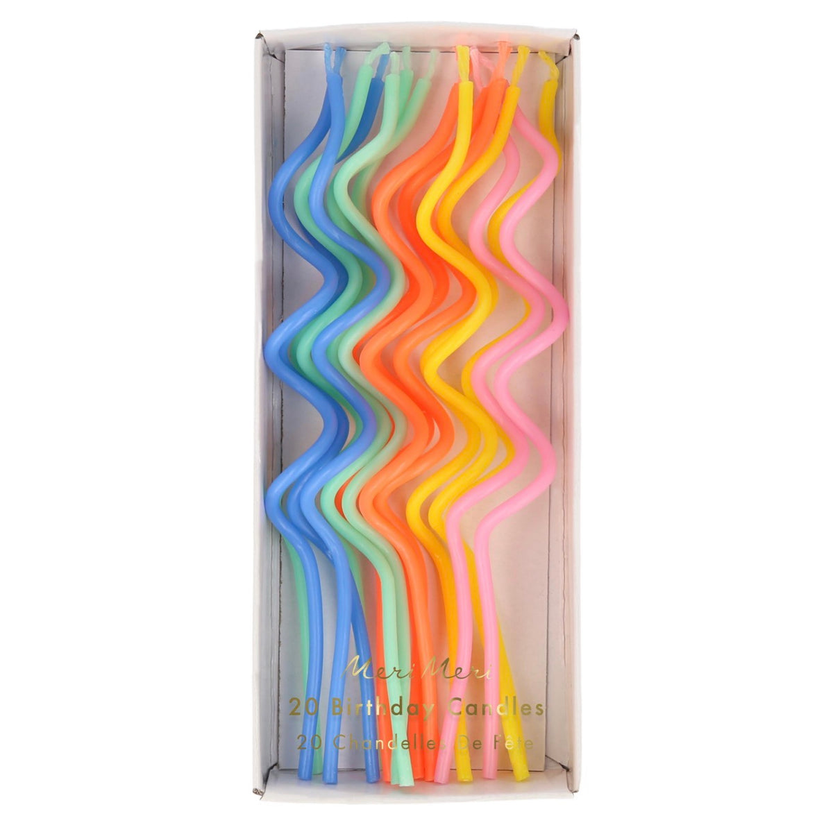 meri meri mixed swirly candles (pack of 20 in 5 colours)